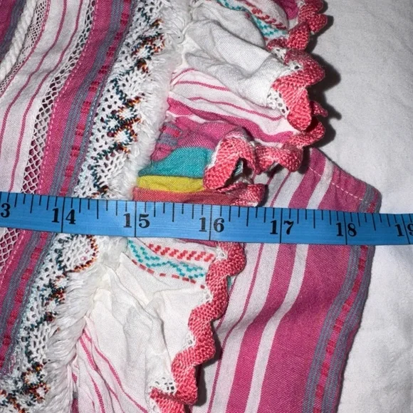 Anthropologie dRA boho embroidered ruffle sleeve striped cotton top Women’s M - Picture 8 of 12